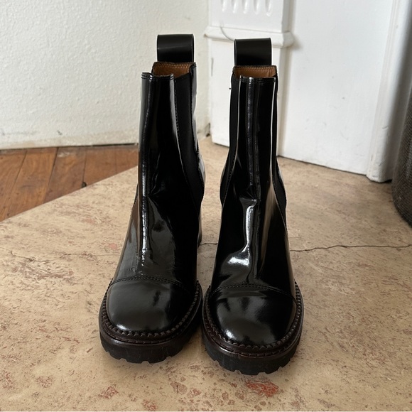 See By Chloé Mallory Heeled Chelsea Boots Black Patent Leather - Picture 7 of 9